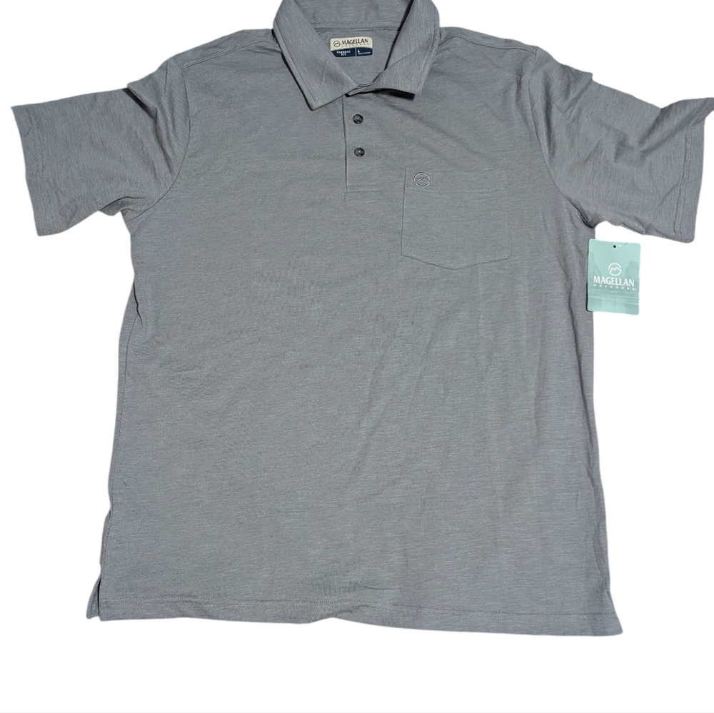 Magellan Men’s Gray Short Sleeve Classic Fit Casual Polo Shirt Size Large
